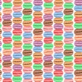 Vector seamless pattern of macarons stack. Colorful background